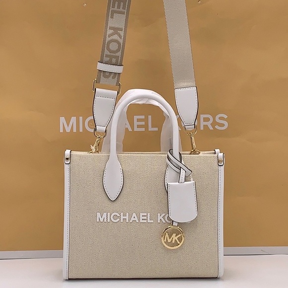 Michael Kors Mirella Small Shopper Top Zip Crossbody Bag Optic White MK NWT - Picture 5 of 16